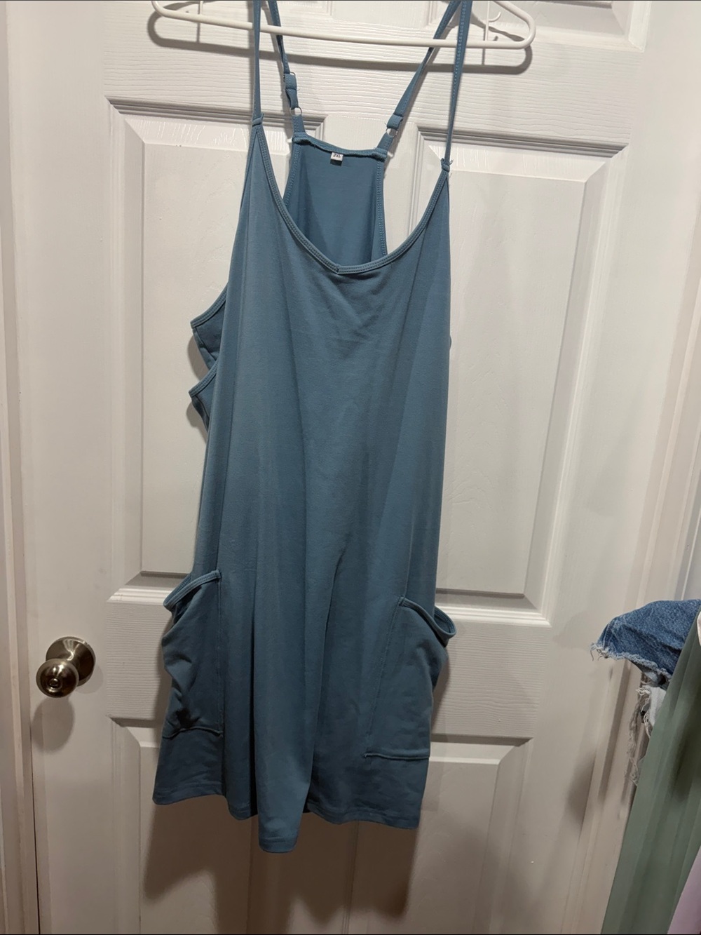 Amazon Blue Sleeveless Romper with Pockets